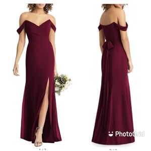 Social Bridesmaids Women's Strapless V-Neck Chiffon Trumpet Gown Size 4 Cabernet